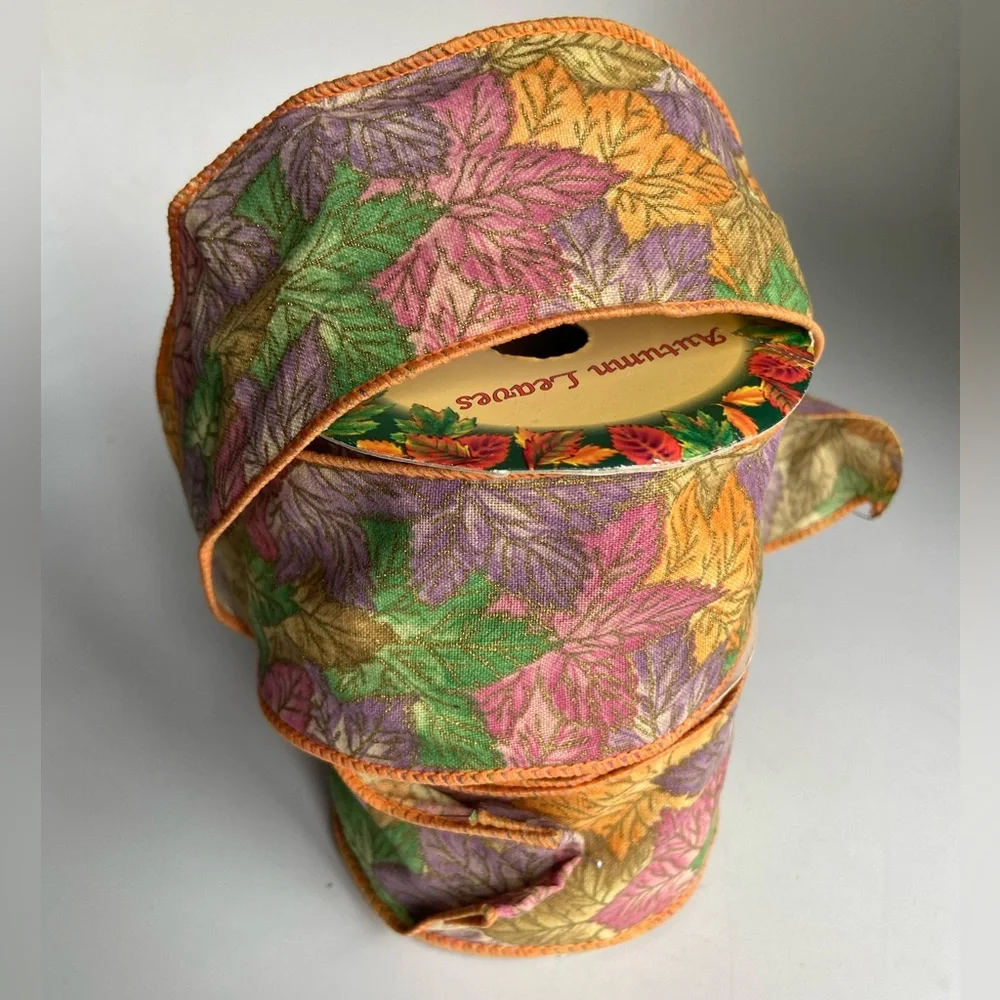 Autumn Leaves Cotton Double Wired Ribbon